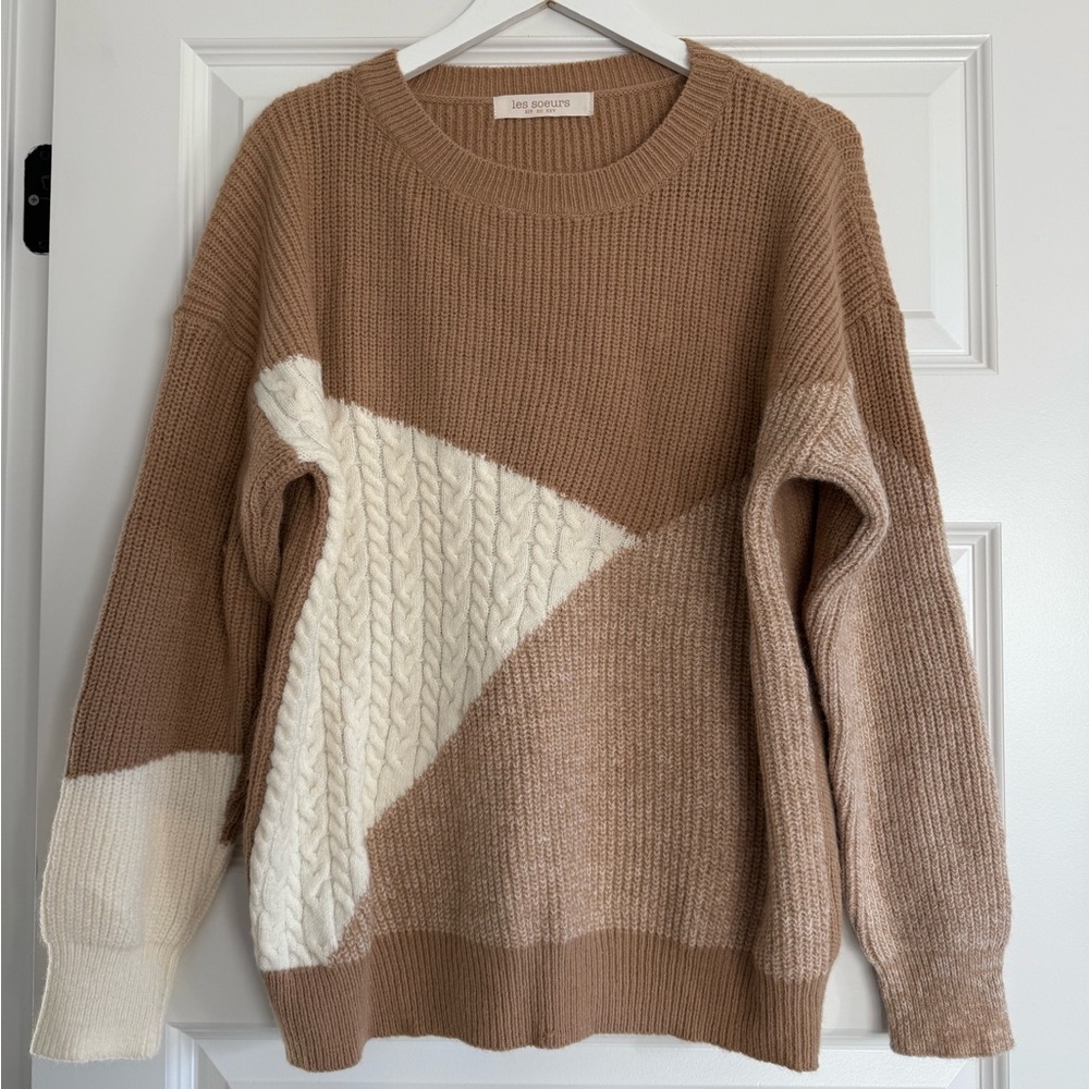 NWOT Lizard Thicket Les Soeurs Colorblock Neutral Cozy Sweater